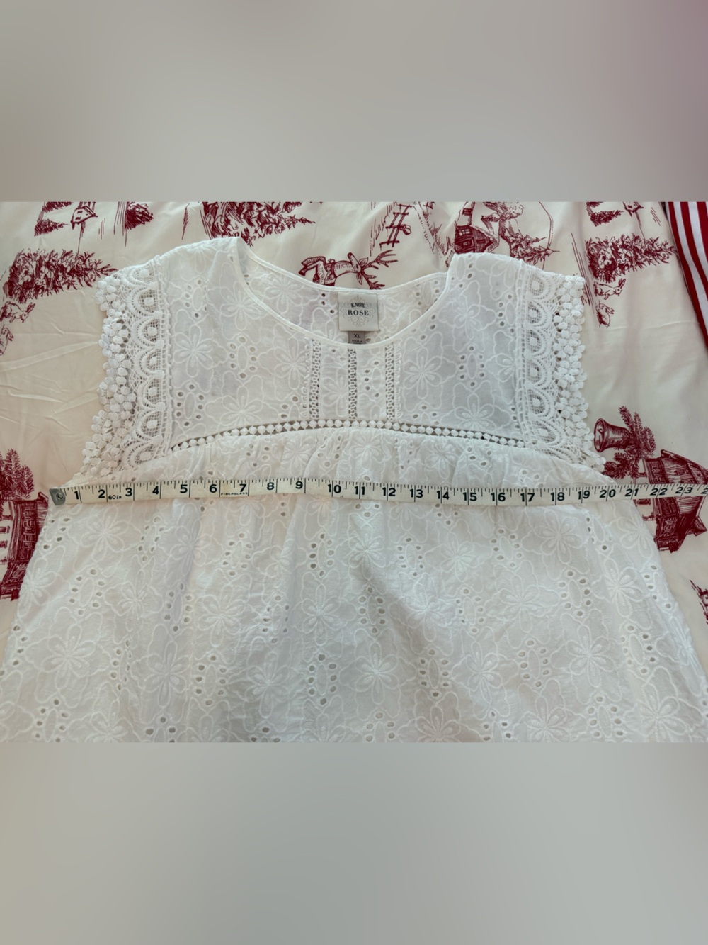 Pair of Navy & White Eyelet Scallop Hem Tops, XL - Picture 6 of 14